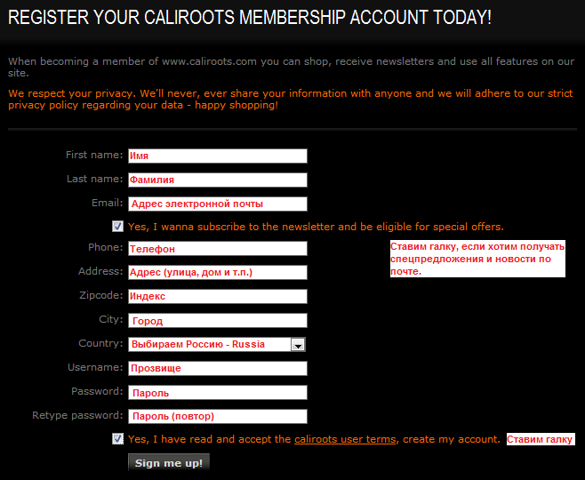 caliroots register